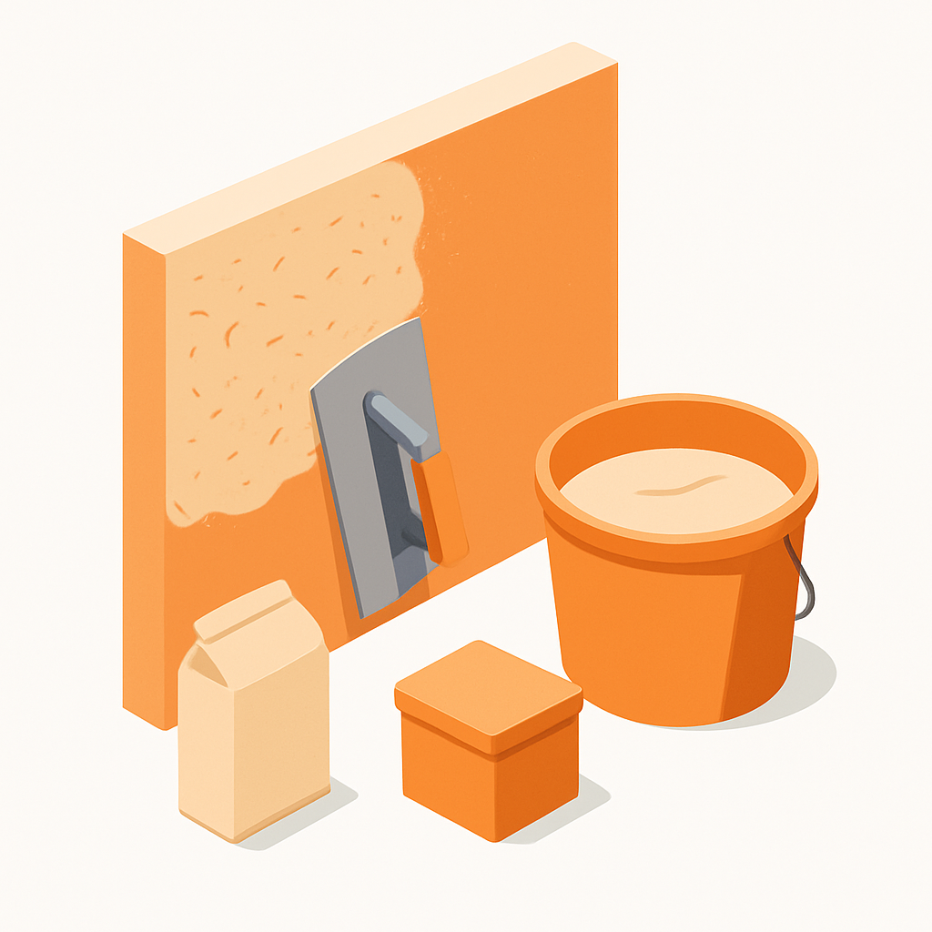 Illustration rebouchage trou mur plâtre spatule bricolage