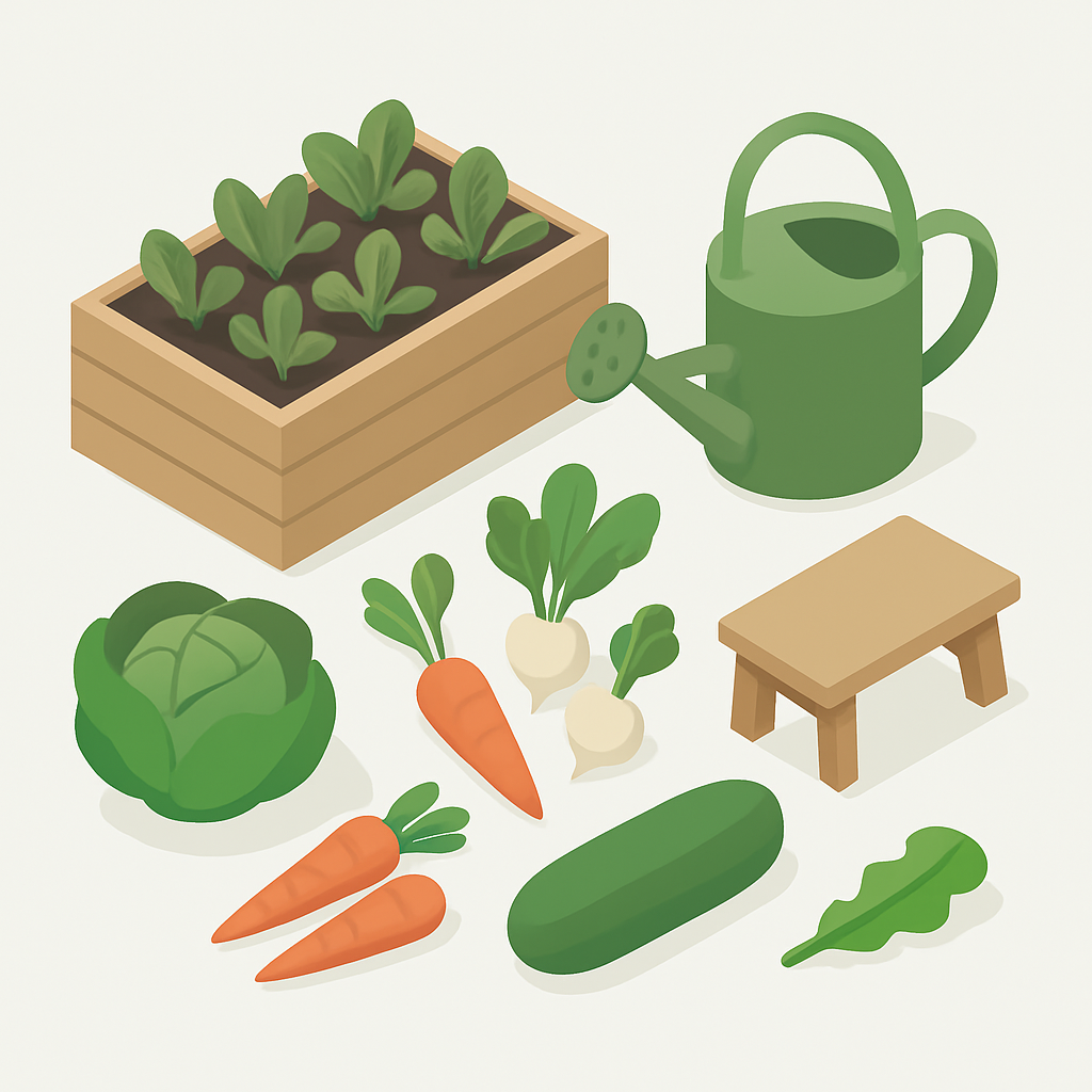 Illustration potager débutant légumes jardinage création