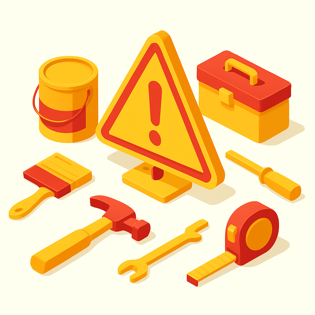 Illustration erreurs bricolage débutant attention panneau maison