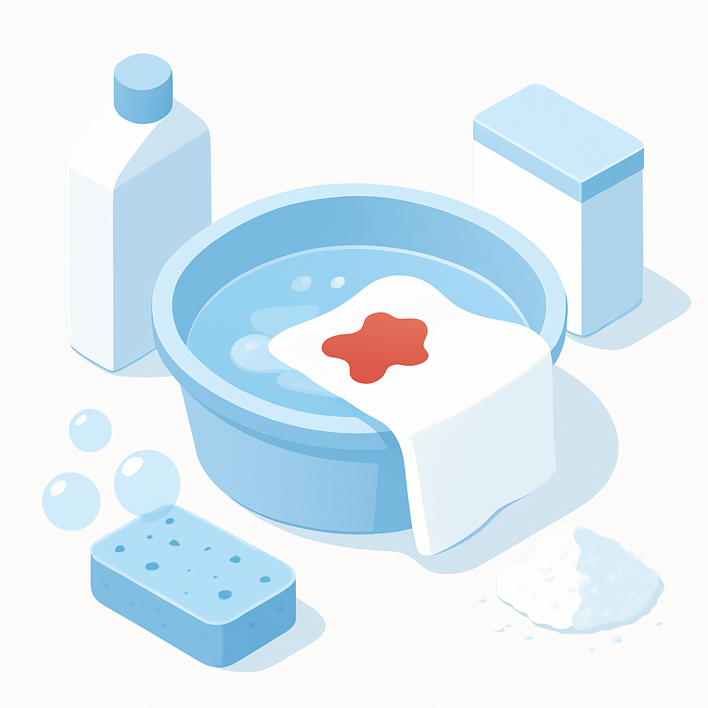 Illustration tache sang tissu eau froide sel nettoyage