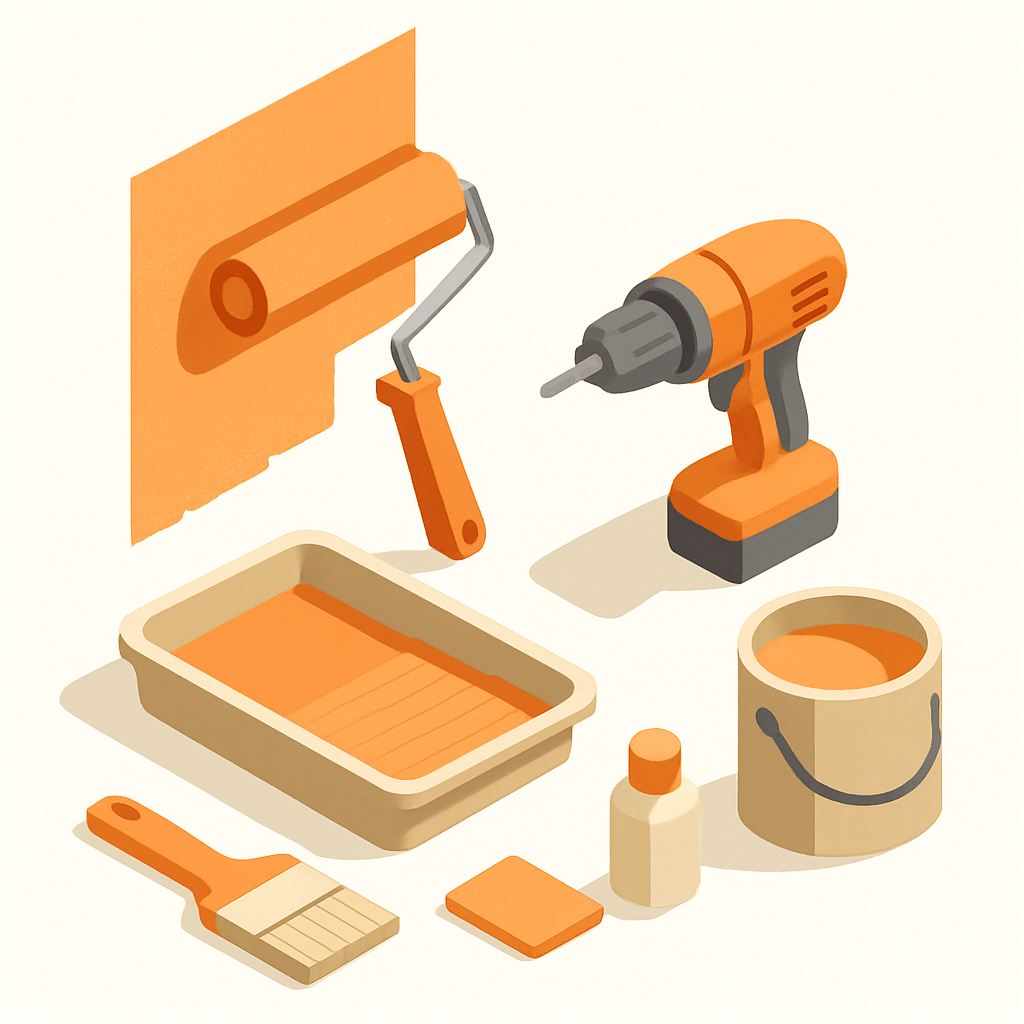 Illustration peinture mur rouleau technique sans traces bricolage