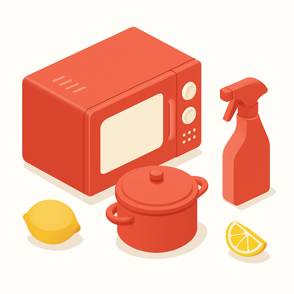 Illustration micro-ondes nettoyage citron vapeur méthode naturelle