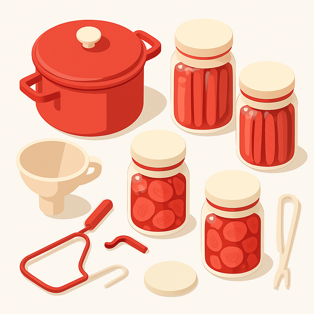 Illustration conserves maison bocaux stérilisation légumes été