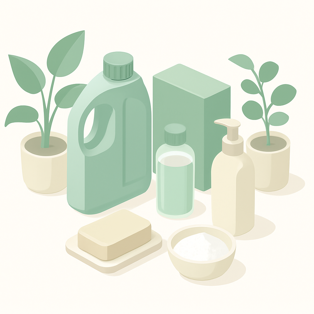 Illustration lessive naturelle DIY savon marseille bicarbonate