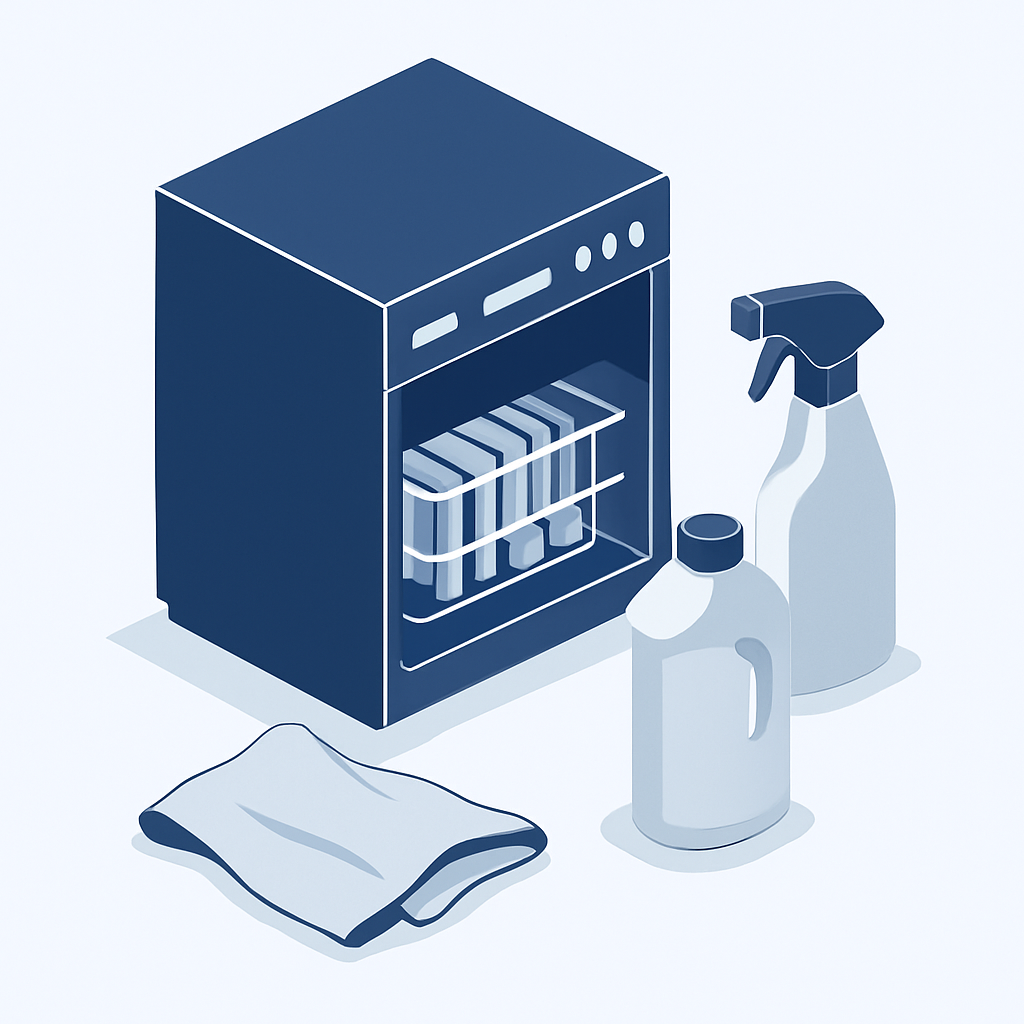 Illustration lave-vaisselle nettoyage naturel vinaigre entretien mensuel