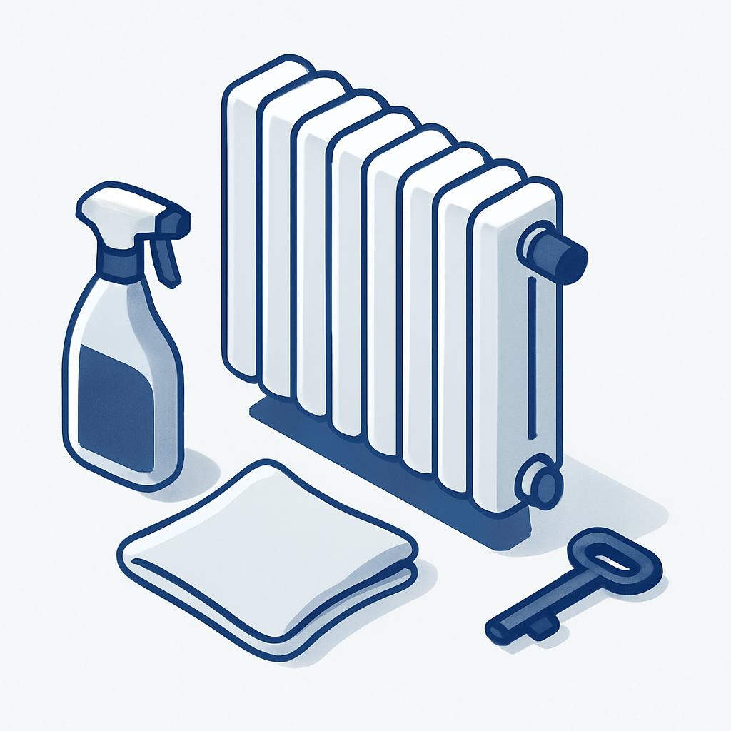 Illustration radiateur purge clé chauffage hiver économies