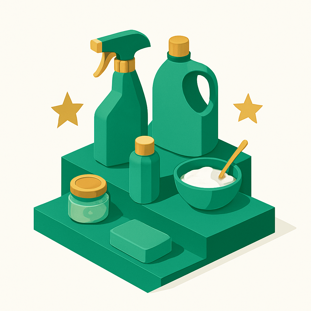 Illustration top 10 produits ménagers naturels DIY podium recettes