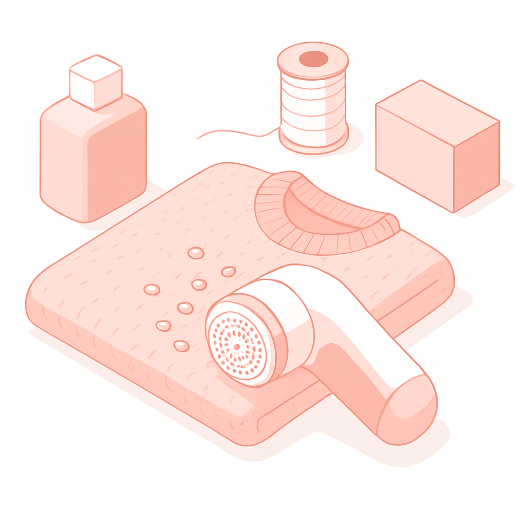 Illustration textile bouloches guide pratique maison