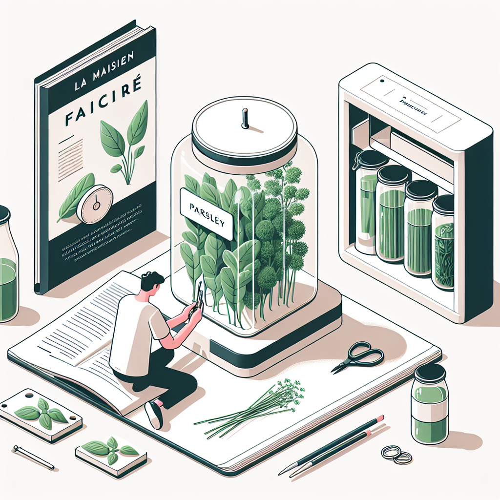 Herbes fraîches dans bocal verre réfrigérateur