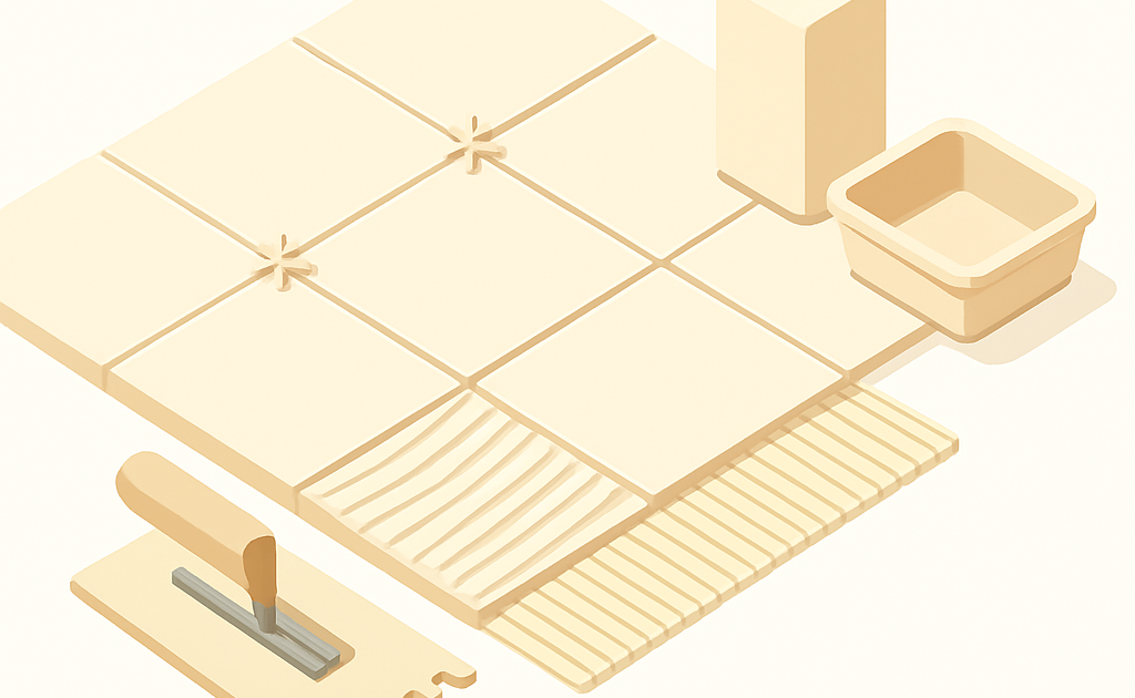 Illustration pose carrelage mortier colle croisillons débutant