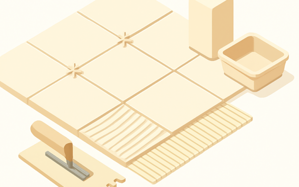 Illustration pose carrelage mortier colle croisillons débutant