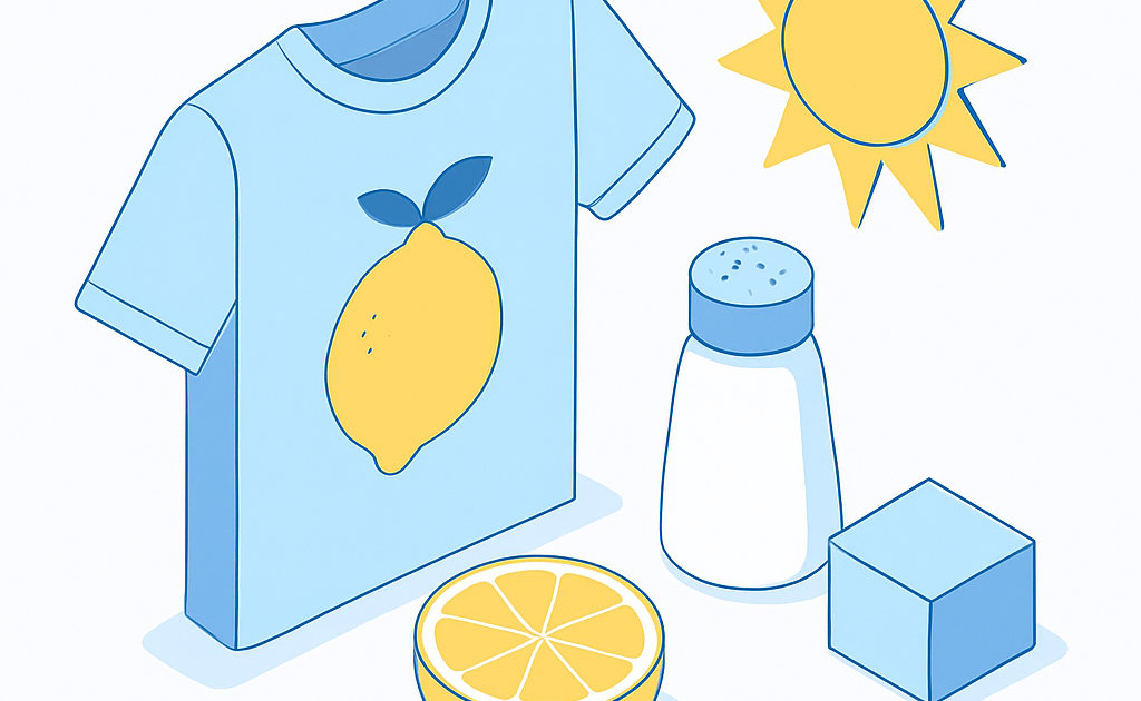 Illustration traitement tache rouille tissu citron sel naturel