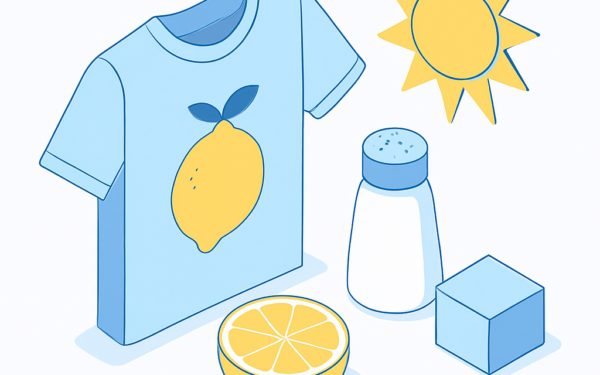 Illustration traitement tache rouille tissu citron sel naturel