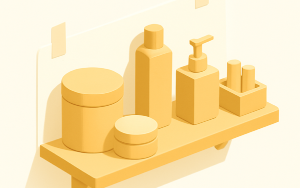 Illustration fixation étagère mur sans percer adhésif locataire