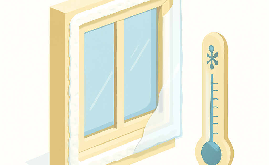 Illustration isolation fenêtre hiver joint mousse film thermique