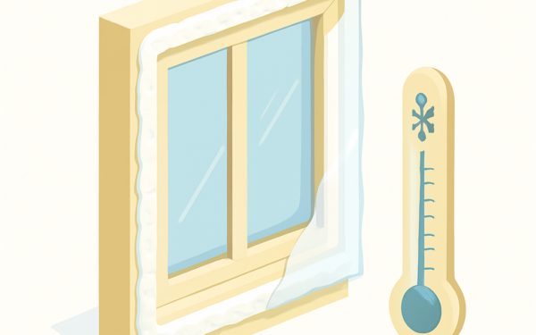 Illustration isolation fenêtre hiver joint mousse film thermique