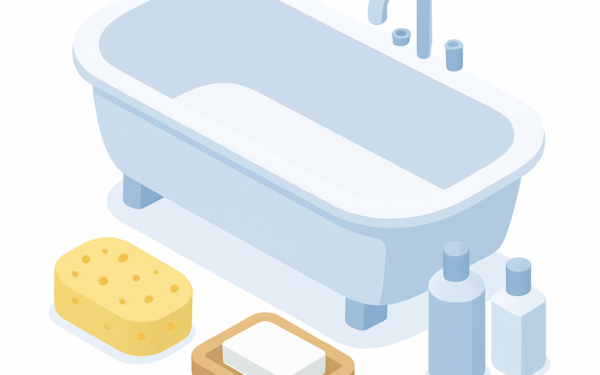 Illustration nettoyage détartrage baignoire jaunie émail naturel