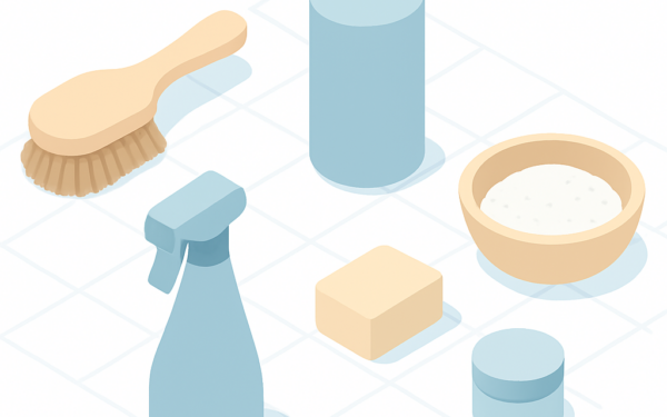 Illustration nettoyage carrelage blanc jaunit produits naturels