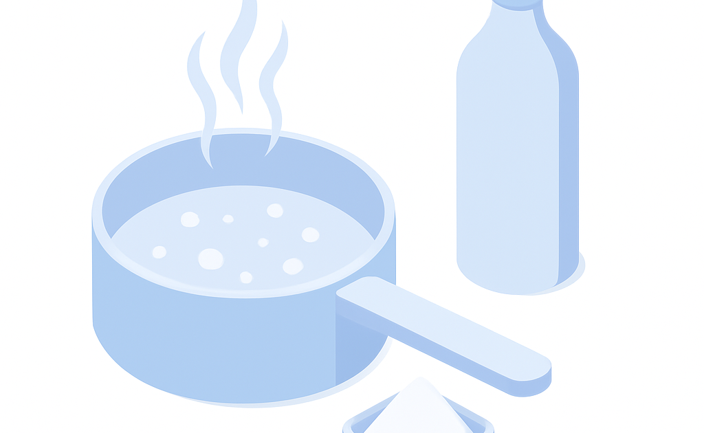 Illustration nettoyage casserole brûlée fond noir bicarbonate