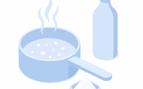 Illustration nettoyage casserole brûlée fond noir bicarbonate