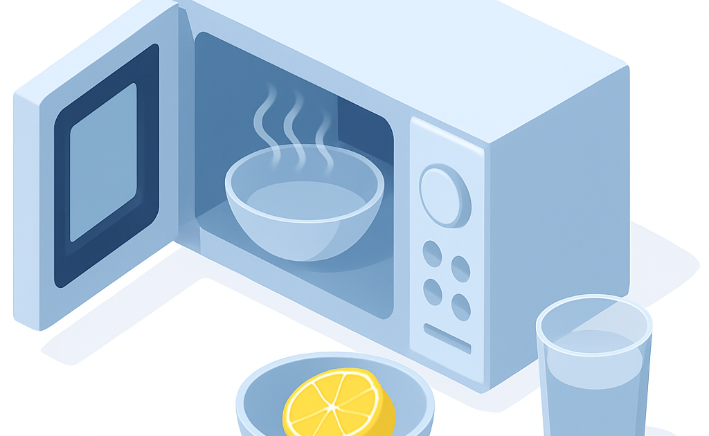Illustration nettoyage micro-ondes vapeur citron naturel