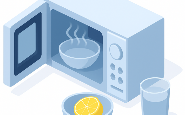 Illustration nettoyage micro-ondes vapeur citron naturel