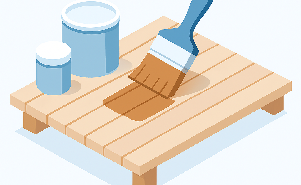 Illustration nettoyage entretien terrasse bois huile protection