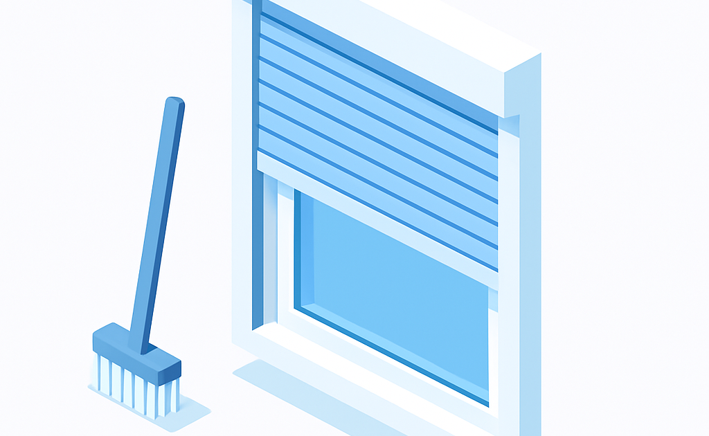 Illustration nettoyage volet roulant tablier brosse sans démontage