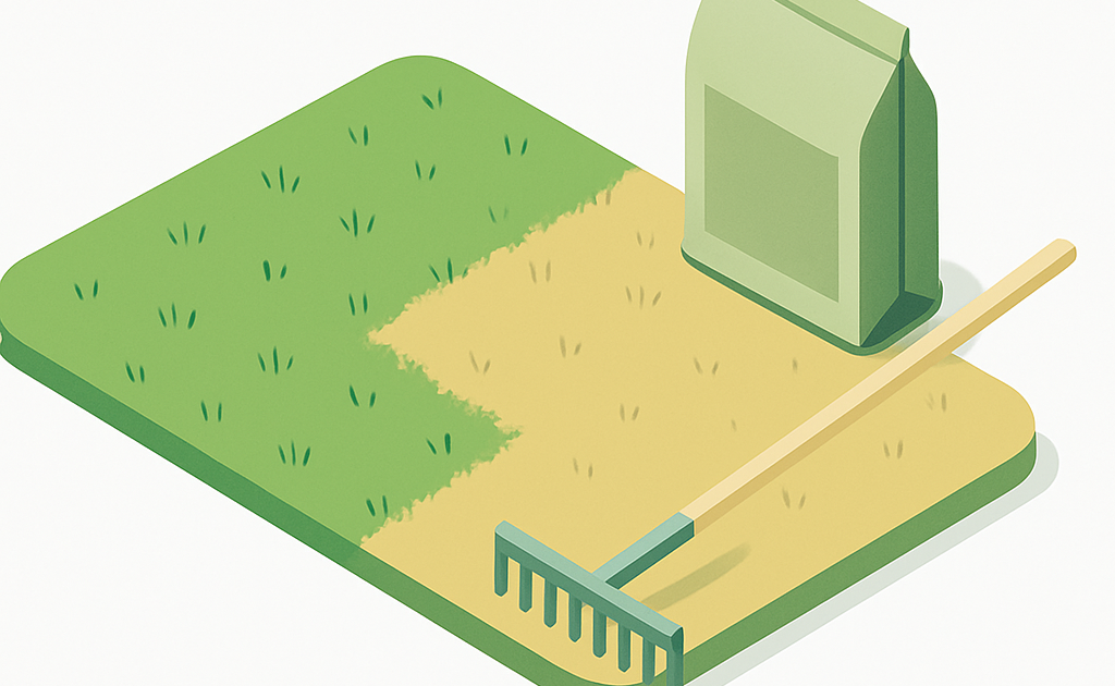 Illustration ressemer pelouse abîmée semences scarification regarnir