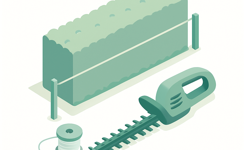 Illustration taille haie droite ficelle guide taille-haie jardinage