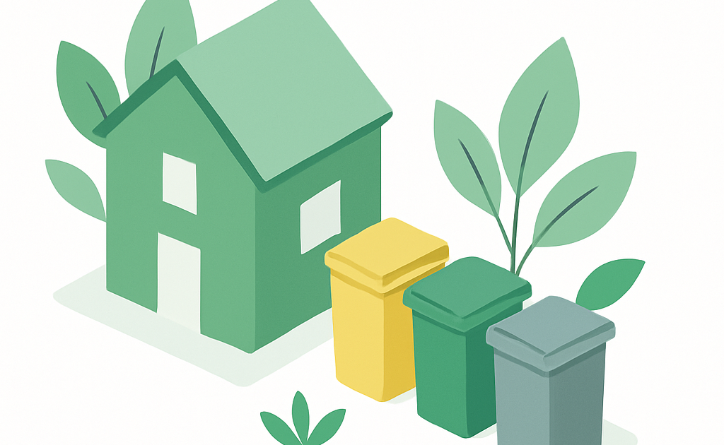 Illustration maison écologique tri guide pratique maison