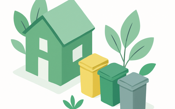 Illustration maison écologique tri guide pratique maison